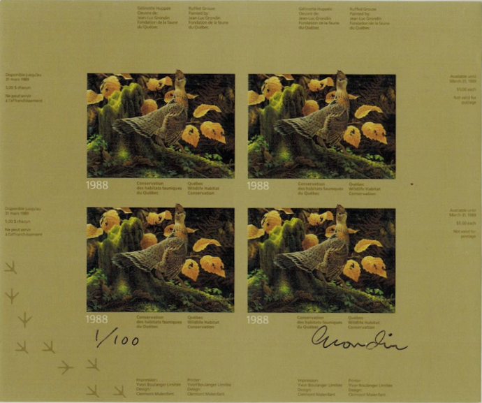 1988 Ruffed Grouse by Jean-Luc Grondin