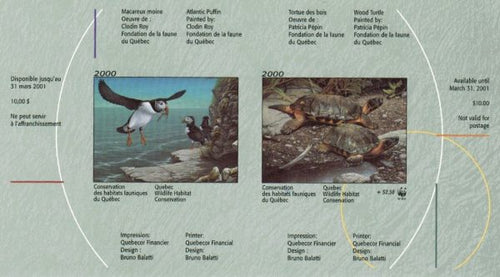 2000 Atlantic Puffin and Wood Turtle by Clodin Roy and Patricia Pépin