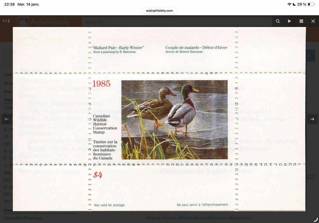 1985 Couple de canards malards de Robert Bateman